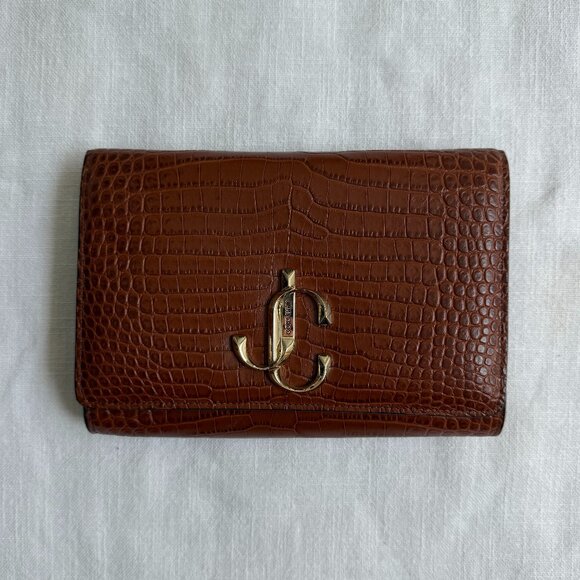 Jimmy Choo Croc-Embossed Leather Bag, Brown - Picture 2 of 7